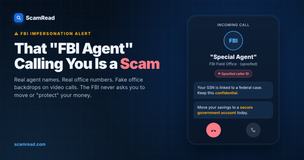 FBI scam call warning: fake special agent calling from a spoofed FBI field office number