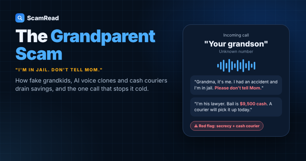 Grandparent scam call: fake grandson asks for bail money and a courier pickup
