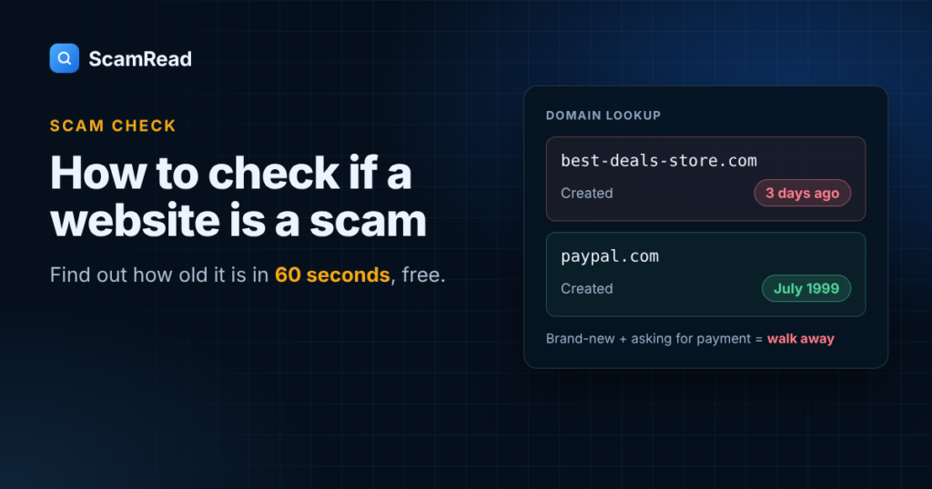 How to check if a website is a scam by looking up its age